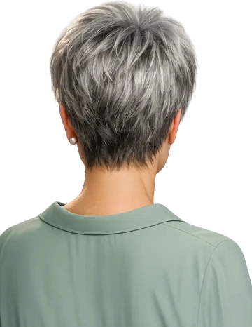 Textured silver pixie cut with lifted crown